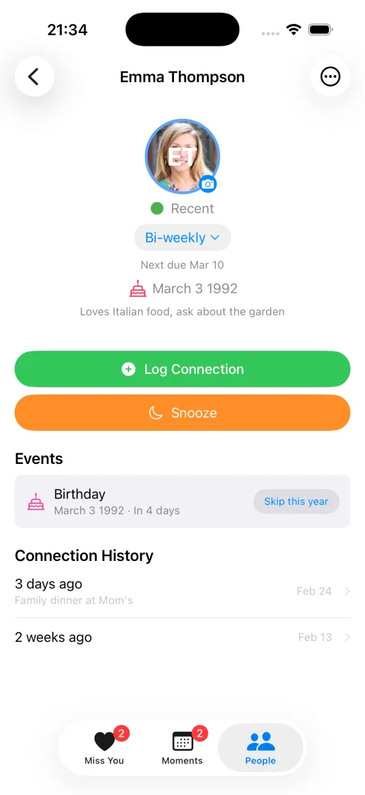 Contact detail — light mode